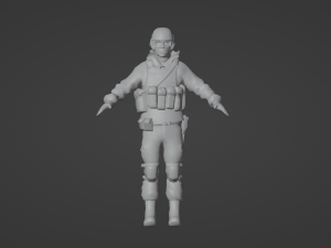 Set of a modern soldier with a pack of weapons RIG Model 3D
