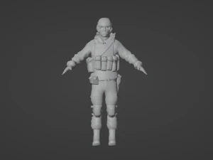 Set of a modern soldier with a pack of weapons RIG 3D Model