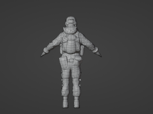 Set of a modern soldier with a pack of weapons RIG Model 3D