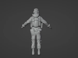 Set of a modern soldier with a pack of weapons RIG 3D Model