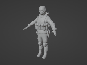 Set of a modern soldier with a pack of weapons RIG Model 3D