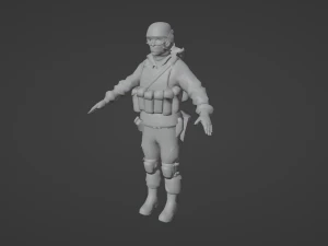 Set of a modern soldier with a pack of weapons RIG 3D Model