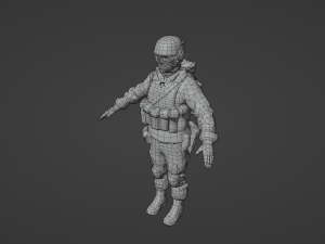 Set of a modern soldier with a pack of weapons RIG Model 3D