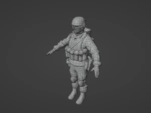 Set of a modern soldier with a pack of weapons RIG 3D Model