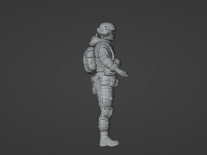 Set of a modern soldier with a pack of weapons RIG Model 3D