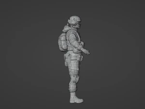 Set of a modern soldier with a pack of weapons RIG 3D Model