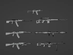 Set of a modern soldier with a pack of weapons RIG Model 3D