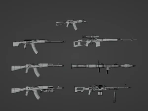 Set of a modern soldier with a pack of weapons RIG 3D Model