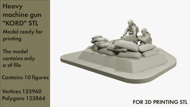 Heavy machinegun KORD STL 3D Модель .c4d .max .obj .3ds .fbx .stl .blend 