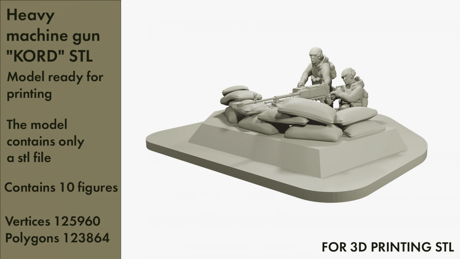 Heavy machinegun KORD STL 3D Model .c4d .max .obj .3ds .fbx .stl .blend 