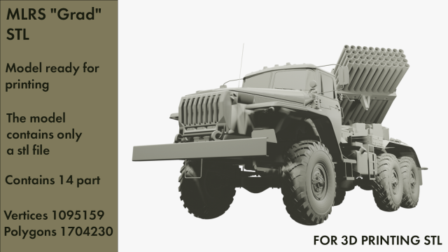 Multiple launch rocket system Grad STL Modelo 3D .c4d .max .obj .3ds .fbx .stl .blend 