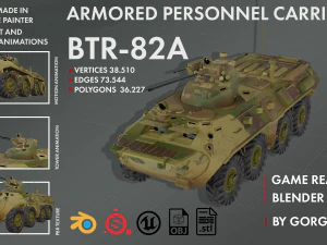 Ve&iacute;culo blindado de transporte de pessoal BTR-82A Modelo 3D
