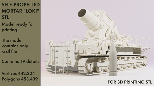 Self-propelled mortar Loki STL Modelo 3D .c4d .max .obj .3ds .fbx .stl .blend 