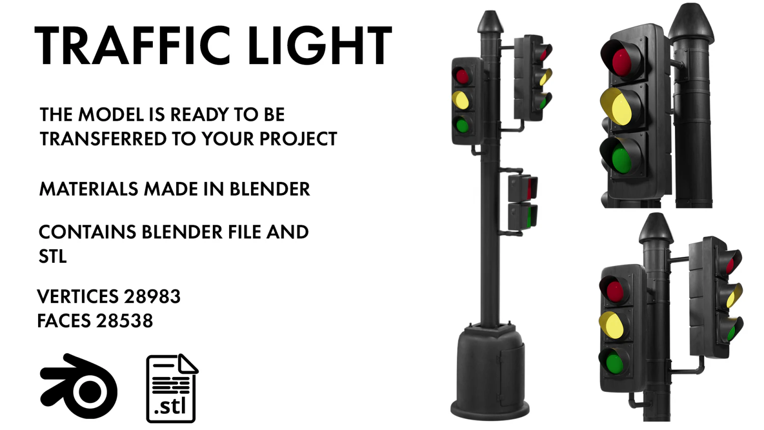 Free lol poly Traffic light 3D Model .c4d .max .obj .3ds .fbx .stl .blend