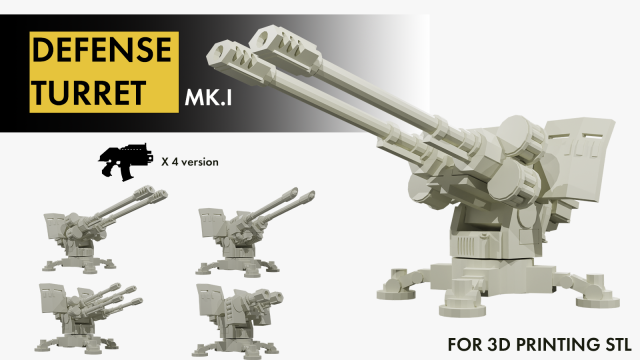 Defense turret Wh40k Modelo 3D .c4d .max .obj .3ds .fbx .stl .blend 