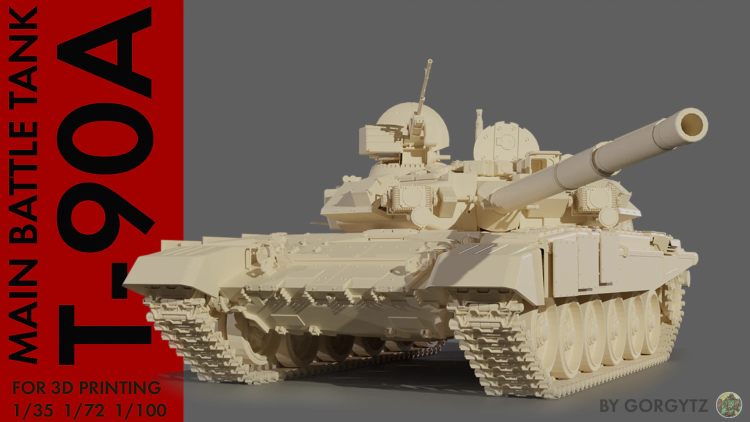 Main battle tank T90A Vladimirova STL 3D Model .c4d .max .obj .3ds .fbx .stl .blend 