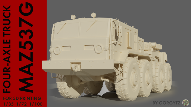 MAZ537g heavy-duty four-axle truck 3D 模型 .c4d .max .obj .3ds .fbx .stl .blend 