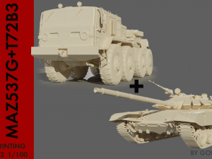 Vehicle set MAZ537G and T72B3 Modelo 3D