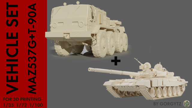 Vehicle set MAZ537G and T90A Modèle 3D .c4d .max .obj .3ds .fbx .stl .blend 