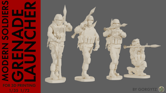 Set of soldiers in different poses Grenade launchers 3D 模型 .c4d .max .obj .3ds .fbx .stl .blend 