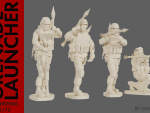 Set of soldiers in different poses Grenade launchers Modelo 3D