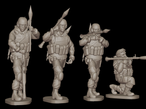 Set of soldiers in different poses Grenade launchers 3D 模型