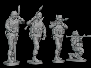 Set of soldiers in different poses Grenade launchers 3D 模型