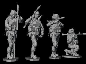 Set of soldiers in different poses Grenade launchers 3D 模型