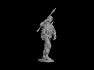 Set of soldiers in different poses Grenade launchers 3D Model