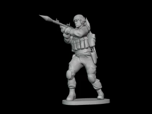 Set of soldiers in different poses Grenade launchers 3D Model