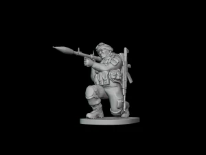 Set of soldiers in different poses Grenade launchers 3D Model