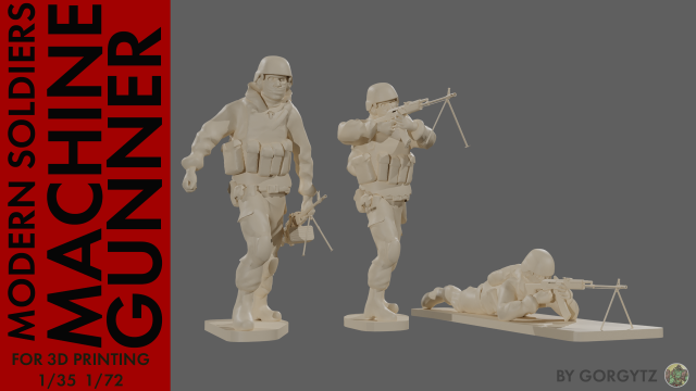 Set of soldiers in different poses Machine gunners 3Dモデル .c4d .max .obj .3ds .fbx .stl .blend 
