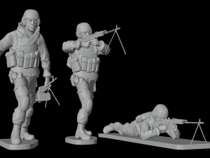 Set of soldiers in different poses Machine gunners 3Dモデル