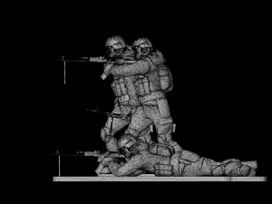 Set of soldiers in different poses Machine gunners 3Dモデル