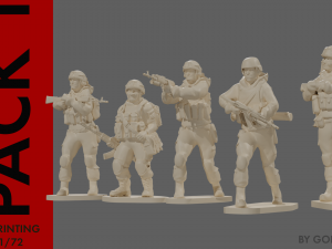 Set of soldiers in different poses Shooter pak 1 3D Model