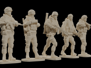 Set of soldiers in different poses Shooter pak 2 Model 3D