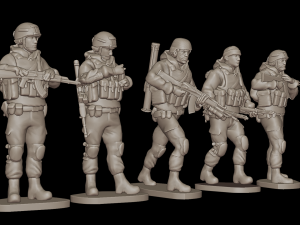 Set of soldiers in different poses Shooter pak 2 Model 3D