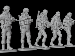 Set of soldiers in different poses Shooter pak 2 Model 3D