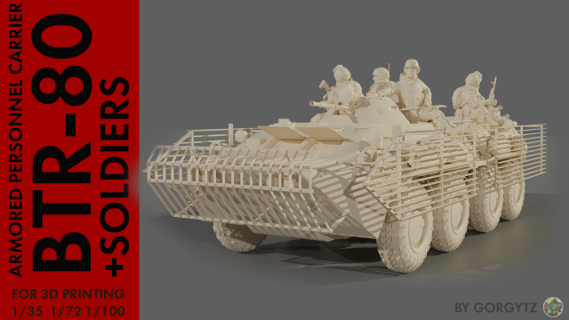 Armored personnel carrier BTR-80 with bars Modelo 3D .c4d .max .obj .3ds .fbx .stl .blend 