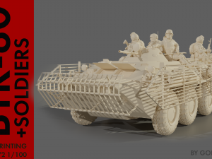 Armored personnel carrier BTR-80 with bars 3D Model
