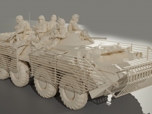 Armored personnel carrier BTR-80 with bars Modelo 3D