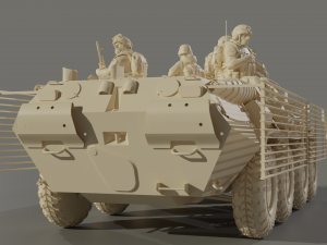 Armored personnel carrier BTR-80 with bars Modelo 3D