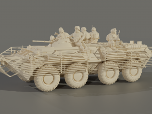 Armored personnel carrier BTR-80 with bars Modelo 3D