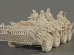 Armored personnel carrier BTR-80 with bars Modelo 3D