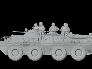 Armored personnel carrier BTR-80 with bars Modelo 3D
