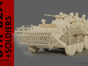 Armored personnel carrier BTR-82A with bars 3D Model