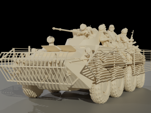 Armored personnel carrier BTR-82A with bars 3D Model