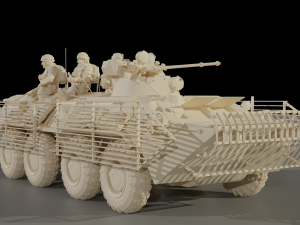 Armored personnel carrier BTR-82A with bars 3D Model