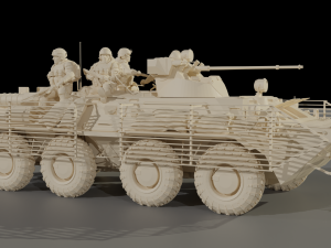 Armored personnel carrier BTR-82A with bars 3D Model