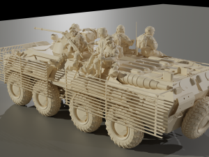 Armored personnel carrier BTR-82A with bars 3D Model